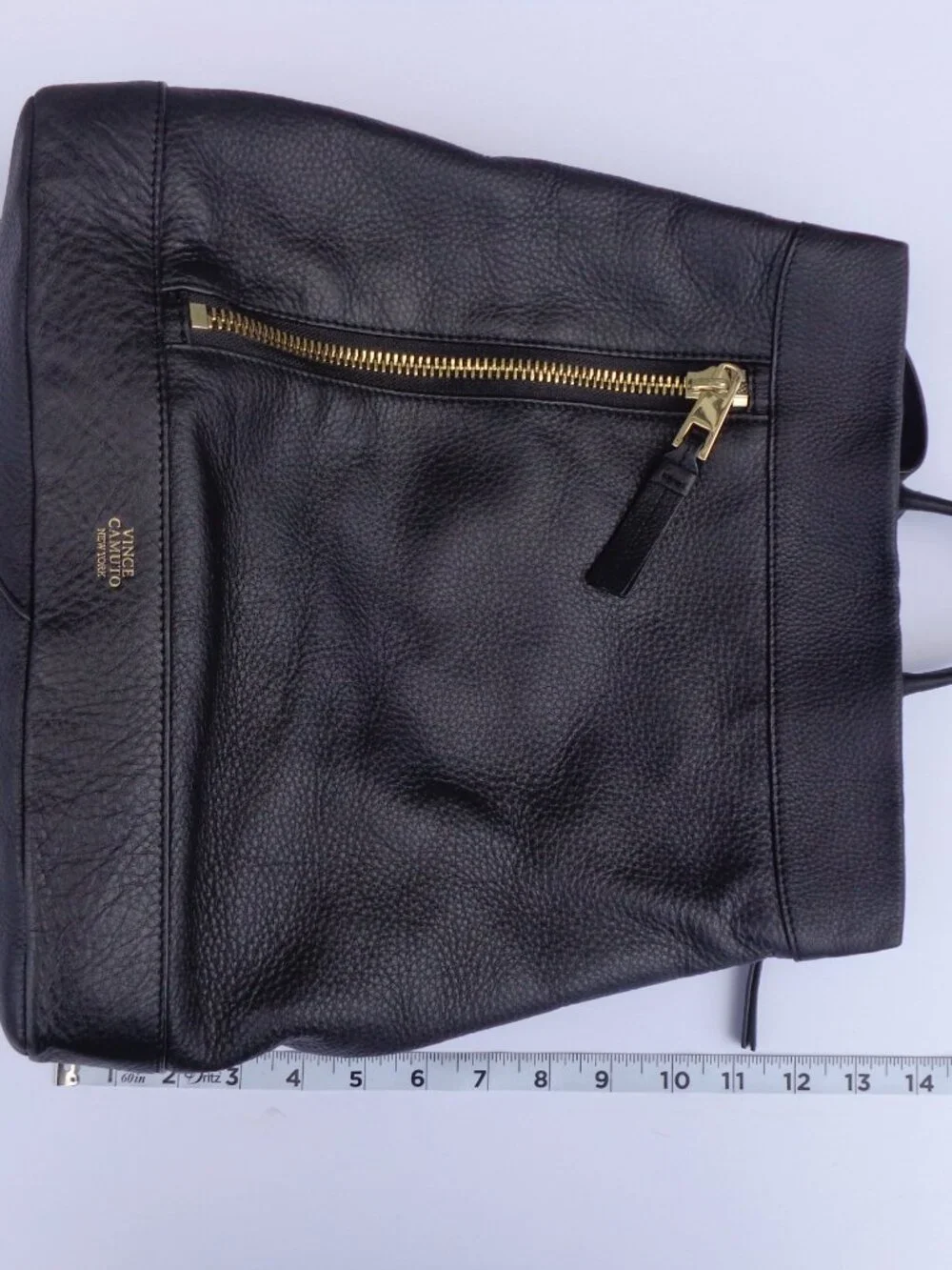Vince Camuto Madox Black Backpack Genuine Leather Vertical Front Zip Pocket